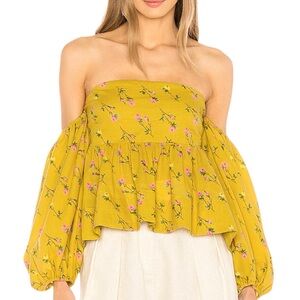 EUC REVOLVE LPA Grace Puff Sleeve Flounce Top Floral Size Medium